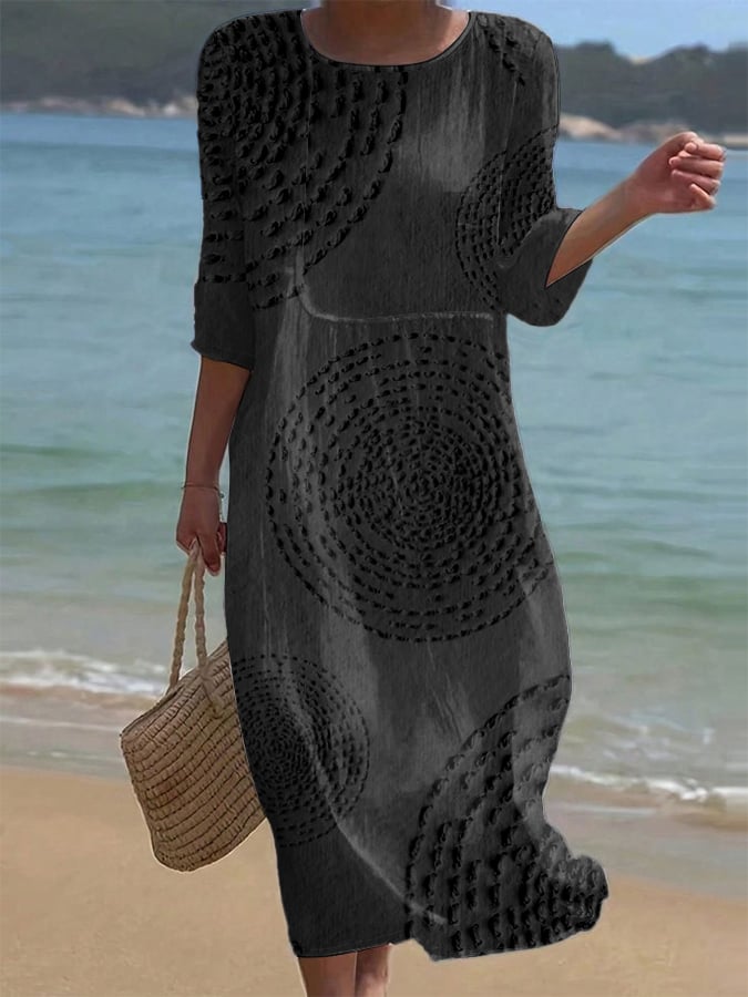 Mira | Vestido ligero de lino con detalles bordados y mangas