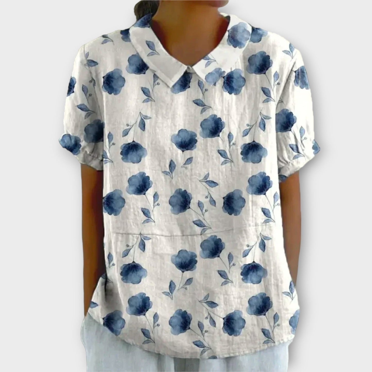 Lina | Blusa floral de algodón y lino