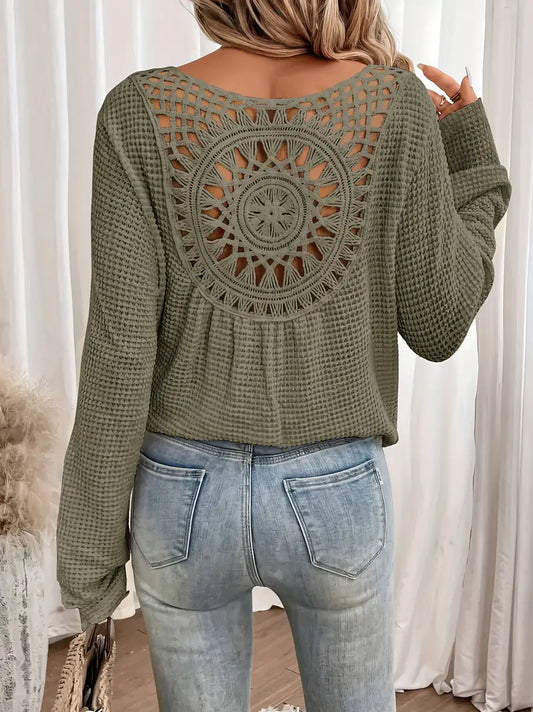 Sacha | Elegante camiseta con cuello en V y tejido de gofre