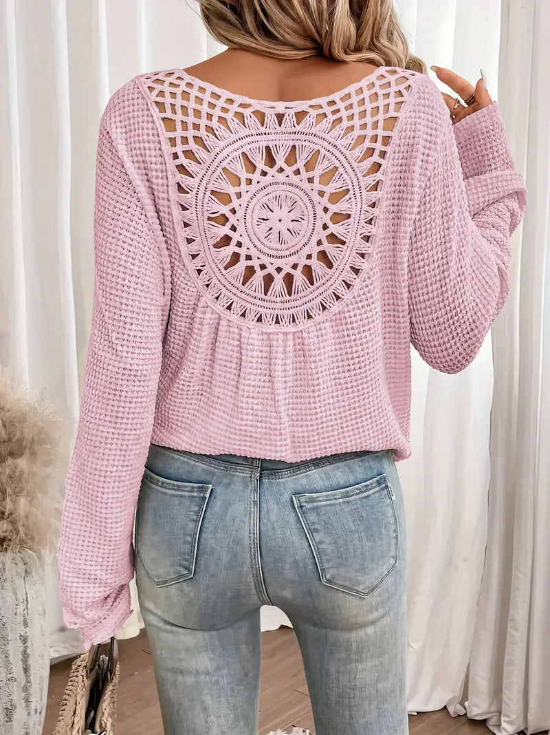 Sacha | Elegante camiseta con cuello en V y tejido de gofre