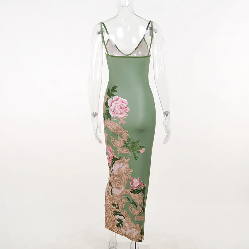 Lianna | Vestido largo con detalles florales en rosa