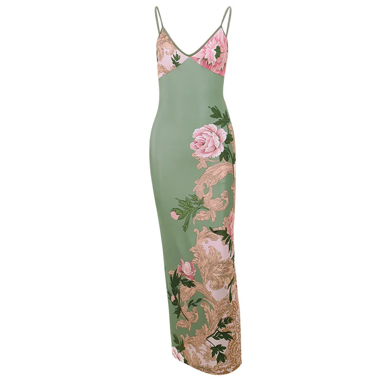 Lianna | Vestido largo con detalles florales en rosa