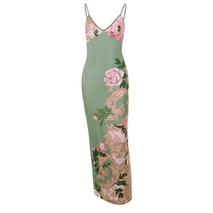 Lianna | Vestido largo con detalles florales en rosa