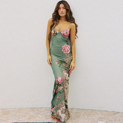 Lianna | Vestido largo con detalles florales en rosa