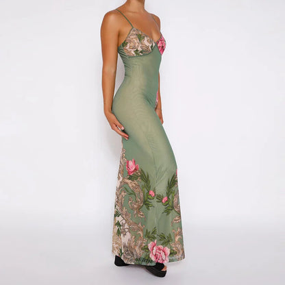 Lianna | Vestido largo con detalles florales en rosa