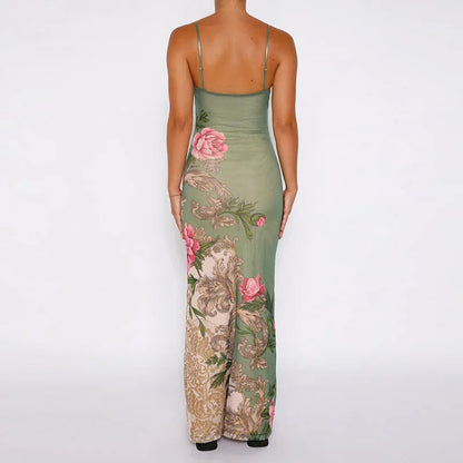 Lianna | Vestido largo con detalles florales en rosa