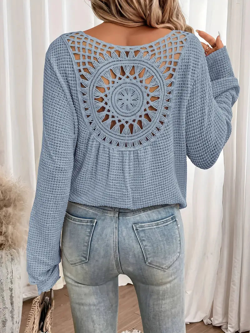Sacha | Elegante camiseta con cuello en V y tejido de gofre
