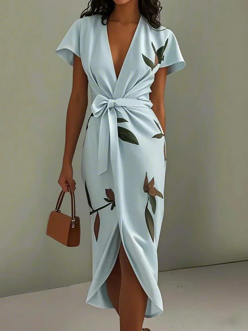 Juana | Vestido elegante cruzado con estampado floral