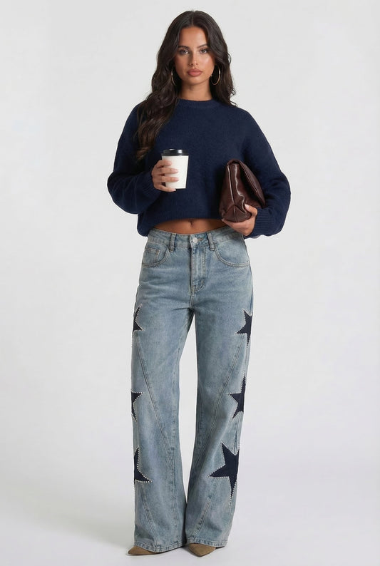 Chiara | Jeans Wide Leg con Estrellas