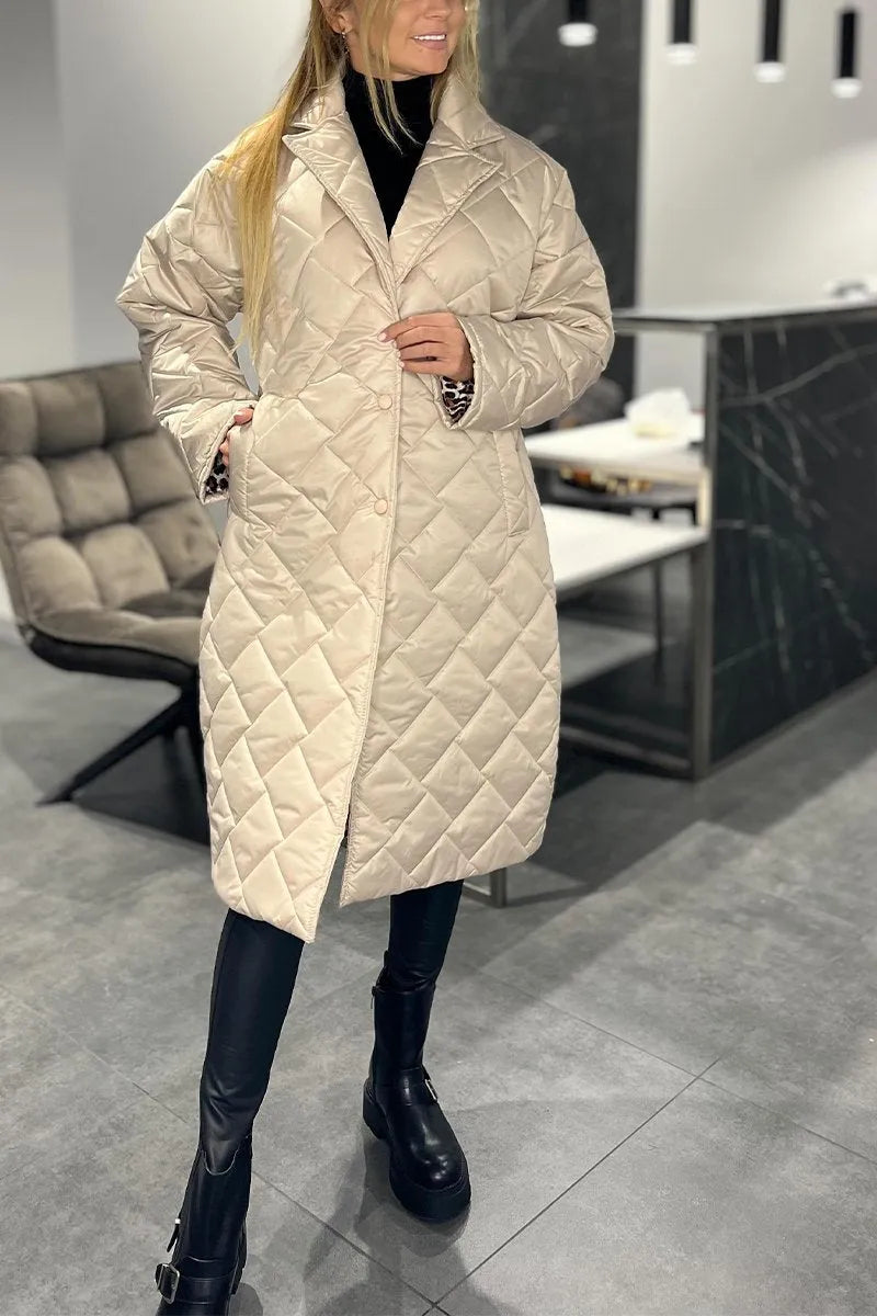 Kendall | Eleganter, figurschmeichelnder Wintermantel – Warm ohne aufzutragen, mit Leopard-Futter