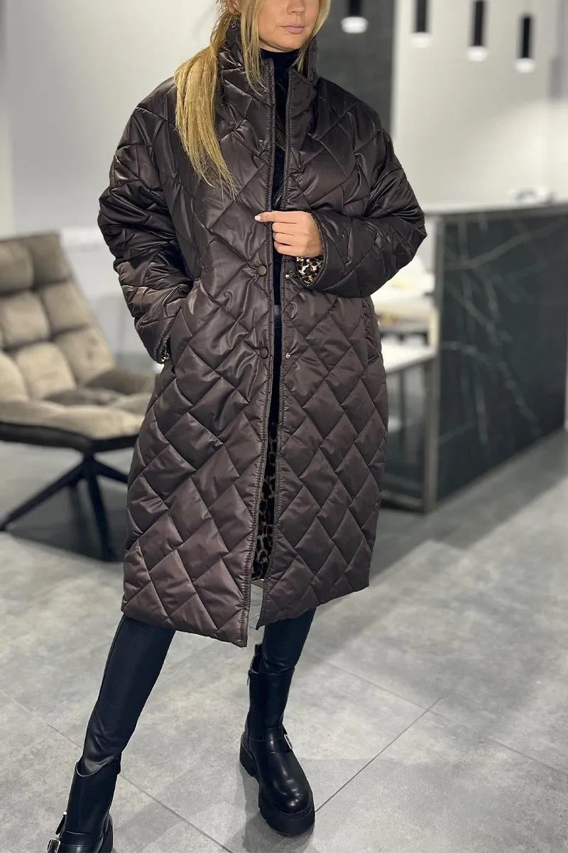 Kendall | Eleganter, figurschmeichelnder Wintermantel – Warm ohne aufzutragen, mit Leopard-Futter