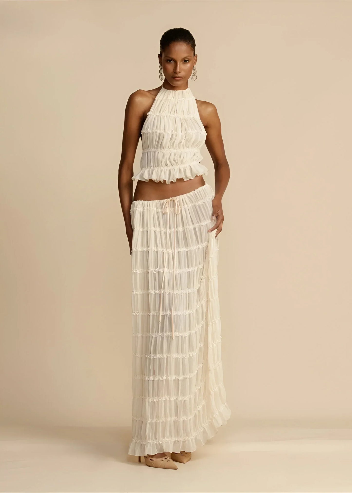 Leonie | Conjunto de top con cuello halter y falda