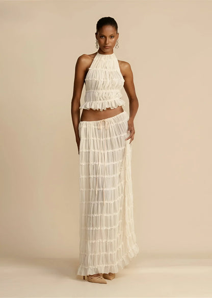 Leonie | Conjunto de top con cuello halter y falda
