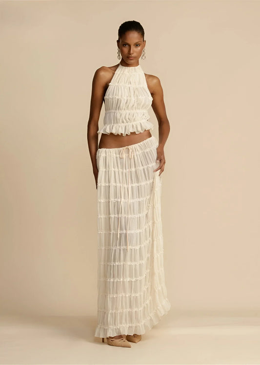 Leonie | Conjunto de top con cuello halter y falda