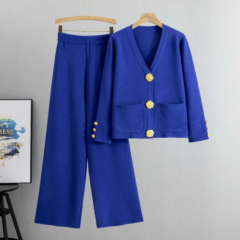 Lieselotte | Conjunto de mujer con jersey abotonado y pantalones anchos