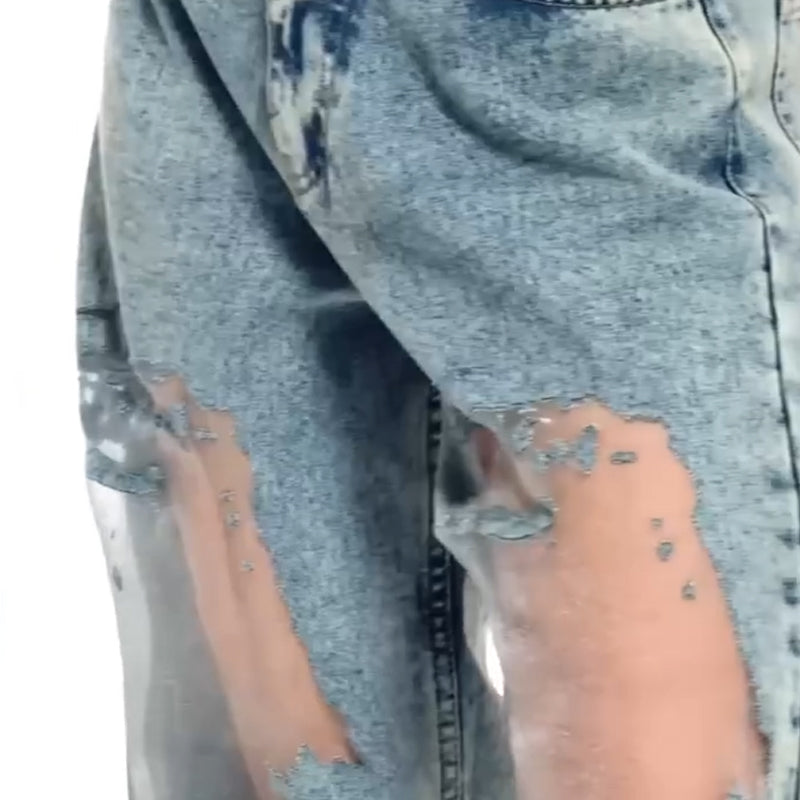 Stella | Jeans con estampado de parches de malla vintage